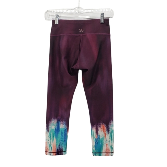 CALIA Tight Fit Goth Plum Leggings XS Watercolor Purple Teal Blue Coral - Picture 2 of 8